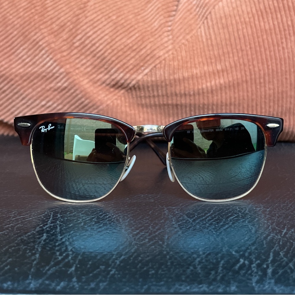Ray Ban Clubmaster Classic Tortoise on Gold with Green Lenses Sunglasses